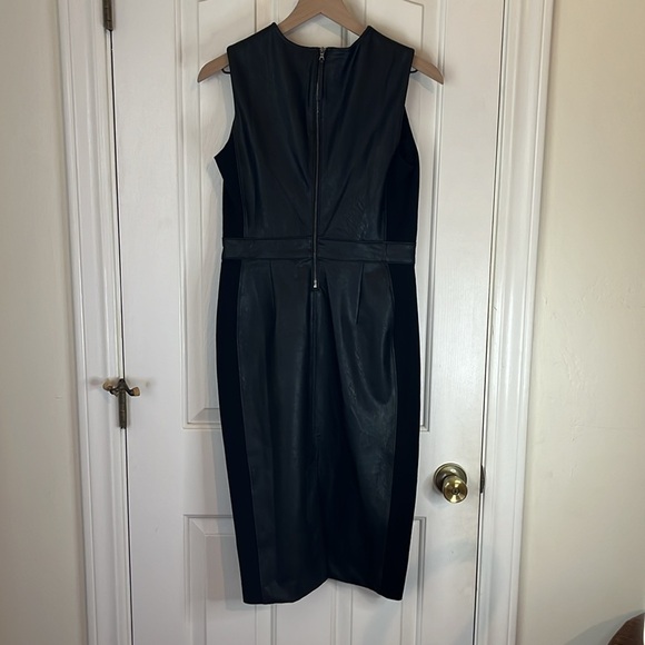 Spanx | Leather-Like Mixed Media Combo Fitted Dress Classic Black Small - Picture 9 of 13